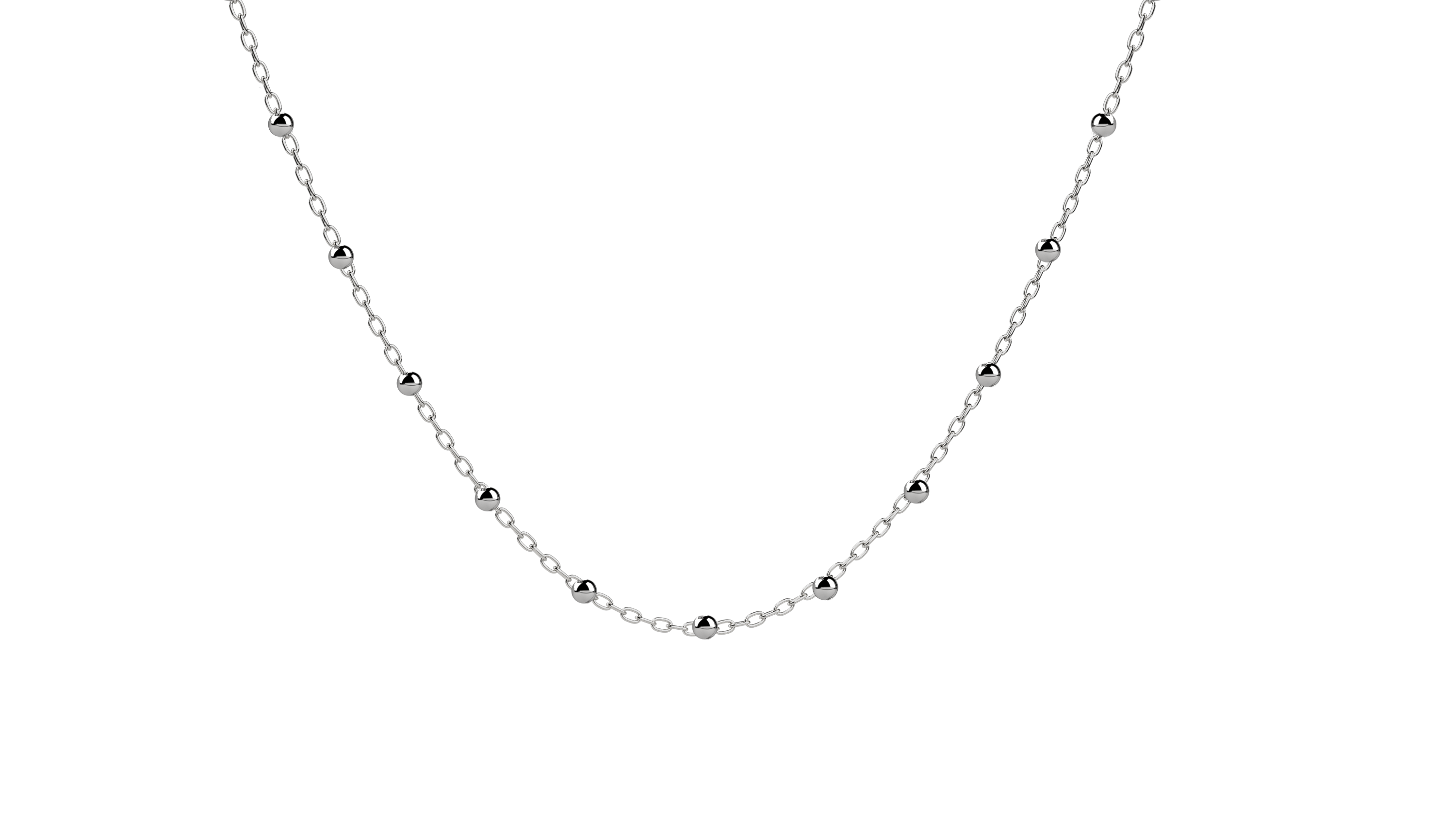 NKlaus 40cm elegante catena a sfere rotonda in argento 925 larga