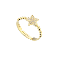 Star Ring With Boule Stem With Cubic Zirconia Pavé
