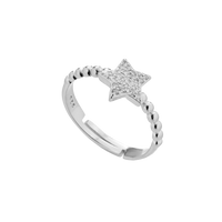 Star Ring With Boule Stem With Cubic Zirconia Pavé