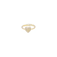 anello cuore con gambo corda in argento 925 dorato con zirconi pavé
EDOM