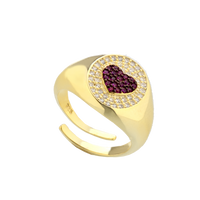 Chevalier Heart Ring With Red Cubic Zirconia Pavé