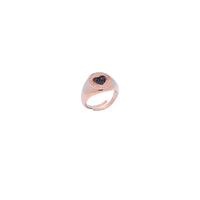 anello chevalier cuore in argento 925 rosato con zirconi pavé e cuore centrale in zirconi pavé neri
EDOM