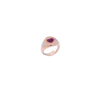 anello chevalier cuore in argento 925 rosato con zirconi pavé e cuore centrale in zirconi pavé rossi
EDOM