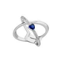 Fantasy Ring With Blue Heart Zircon And White Zircons
