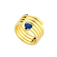 Anello Snake Con Zircone A Cuore Colore Blu Arg 925