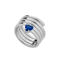 Anello Snake Con Zircone A Cuore Colore Blu Arg 925