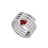 Anello Snake Con Zircone A Cuore Colore Rosso Arg 925