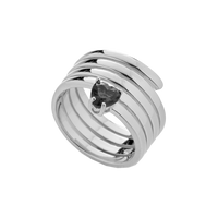 Anello Snake Con Zircone A Cuore Colore Nero Arg 925