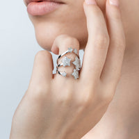 Fancy Ring With Pavé Zircon Stars