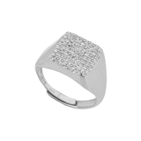Chevalier Square Ring With Cubic Zirconia Pavé