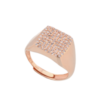 Chevalier Square Ring With Cubic Zirconia Pavé
