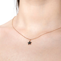 Rosy Star Pendant With Black Zircons Pavé