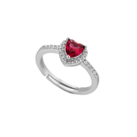 Anello Con Zircone Cuore Rosso Centrale Arg 925