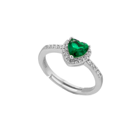 Anello Con Zircone Cuore Verde Centrale Arg 925