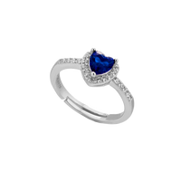 Anello Con Zircone Cuore Blu Centrale Arg 925