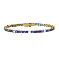 Tennis Bracelet With Blue And White Zircons Cm. 18