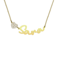 Girocollo con nome personalizzabile e cuore in zirconi pavè in argento 925 dorato
Lunghezza 44 cm con allungo 48 cm