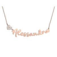 Girocollo con nome personalizzabile e cuore in zirconi pavè in argento 925 rosato
Lunghezza 44 cm con allungo 48 cm