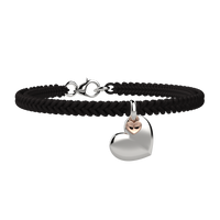 Bracciale Cuore con cordino personalizzabile in argento 925