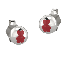 White Earrings With Bear Silver 925