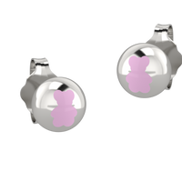 White Earrings With Bear Silver 925