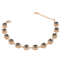 Bracelet With Black Stones And Pinkish Zircons