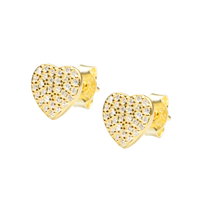 Stud And Butterfly Heart Earring With Zircons