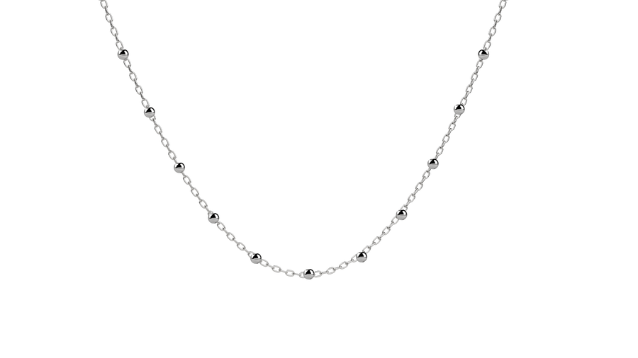 NKlaus Collana Catana A Sfere In Argento 925, 50 Cm, Larghezza 3 Mm, Con Moschettone, Regalo Donna