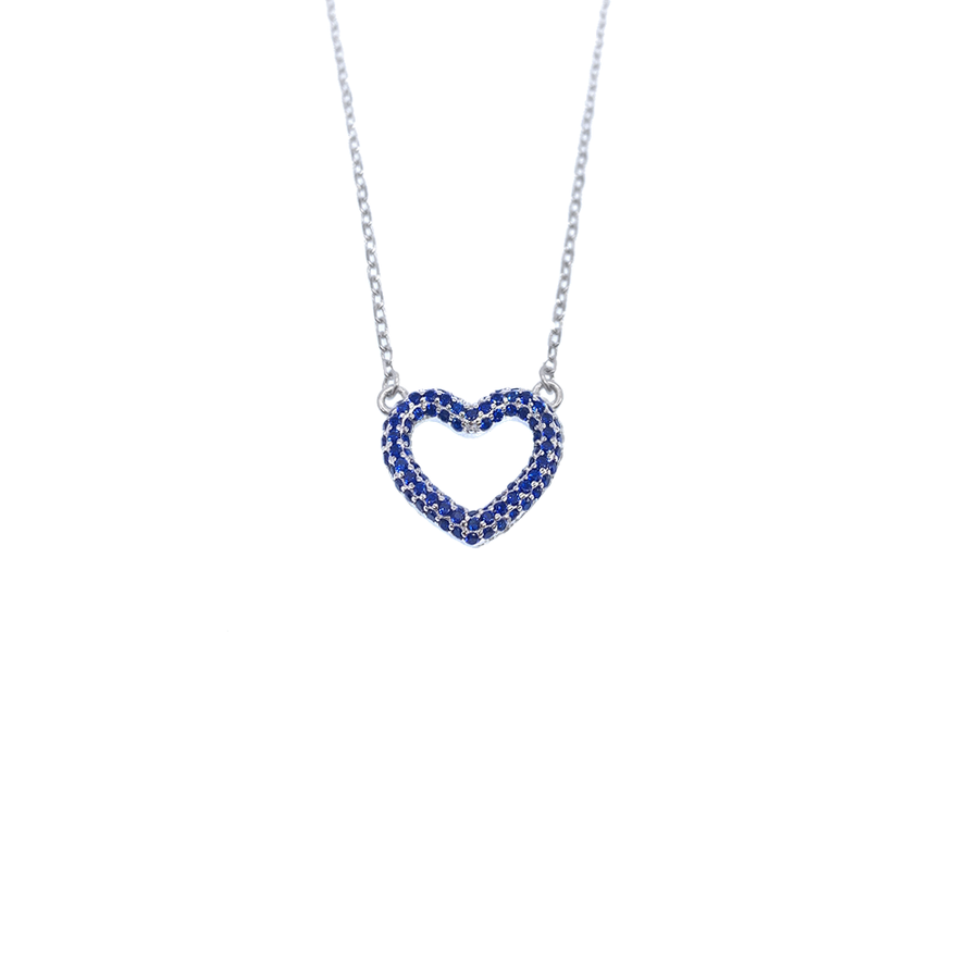 pendente cuore in argento 925 con zirconi blu
lunghezza collana cm45 EDOM