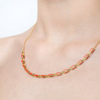 Necklace With White Enamel Chain