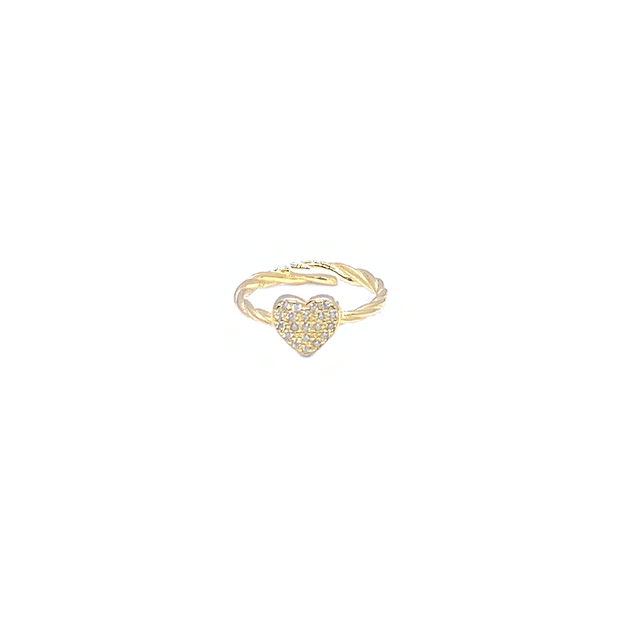 anello cuore con gambo corda in argento 925 dorato con zirconi pavé
 EDOM