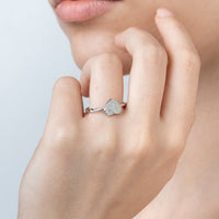 Heart Ring With Rope Shank With Cubic Zirconia Pavé