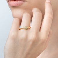Star Ring With Rope Shank With Cubic Zirconia Pavé