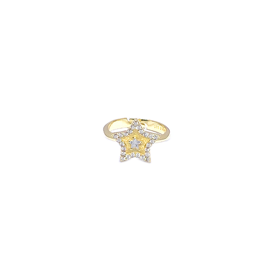 anello stella in argento 925 dorato con zirconi 
 EDOM