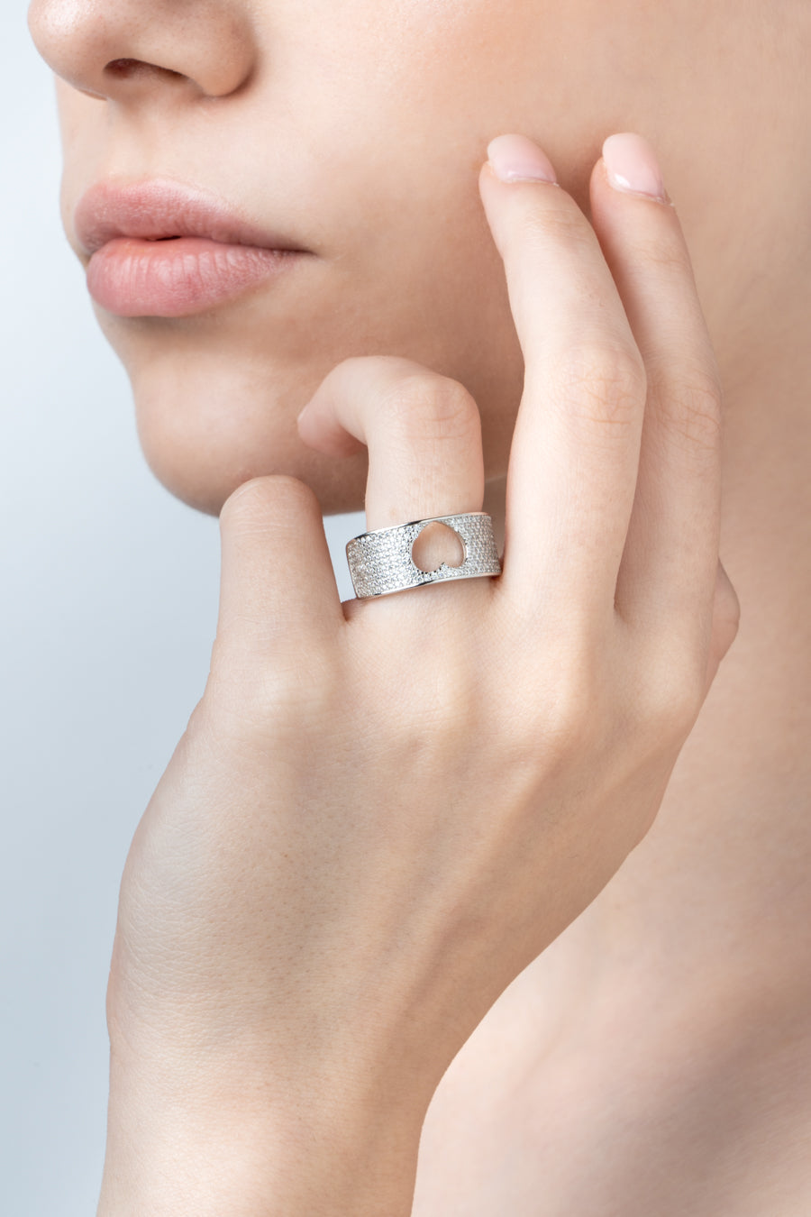 Openwork Heart Ring With Zirconia Pavé