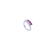 anello contrarié in argento 925 con zirconi bianchi e rossi
 EDOM