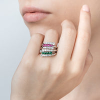 Contrarié Ring With White And Red Zircons