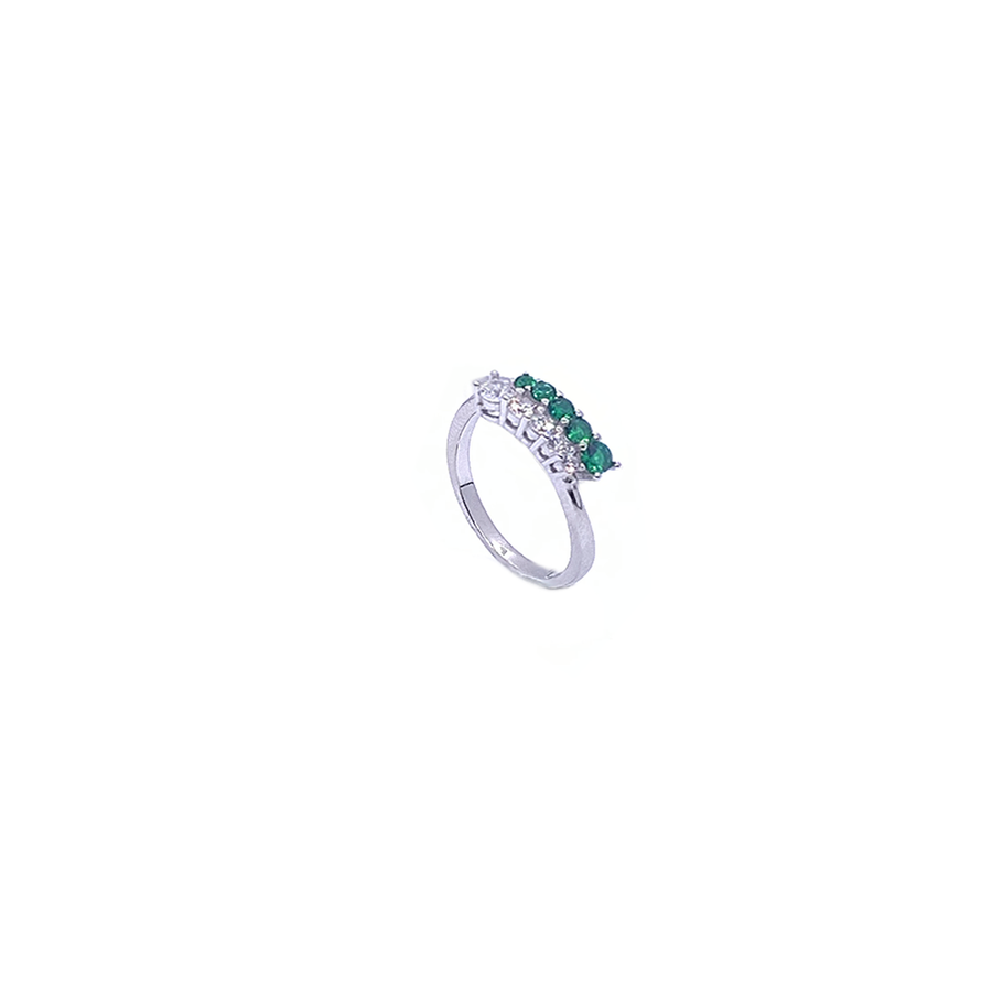 anello contrarié in argento 925 con zirconi bianchi e verdi
 EDOM