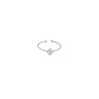 anello quadrigoglio misura regolabile in argento 925 con zirconi 
 EDOM