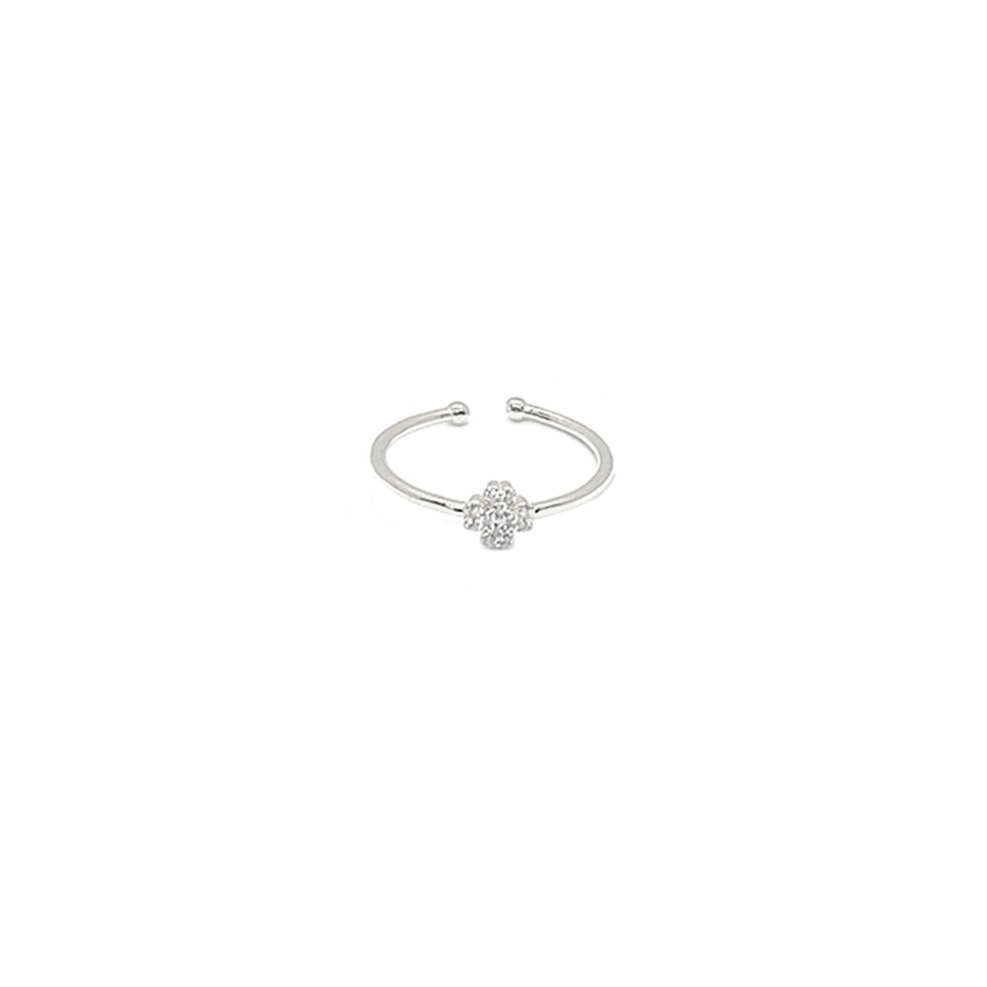 anello quadrigoglio misura regolabile in argento 925 con zirconi 
 EDOM
