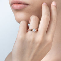 Pink Chain Ring With Central Zircon