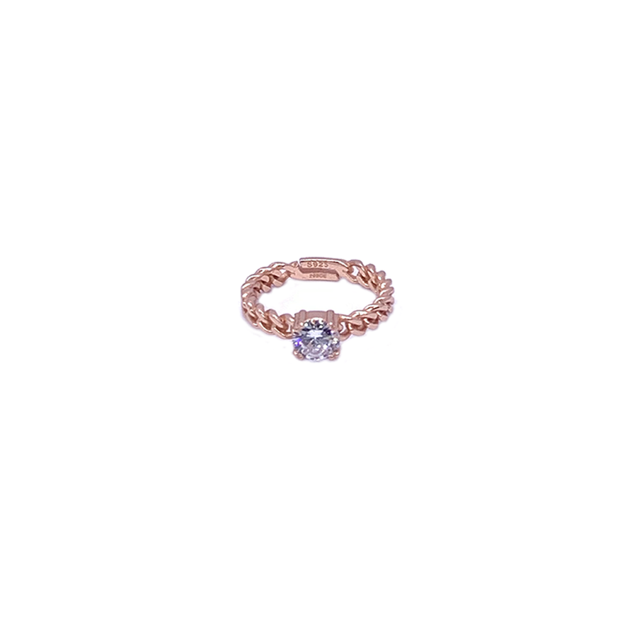 anello catena in argento 925 rosato con zircone centrale
 EDOM