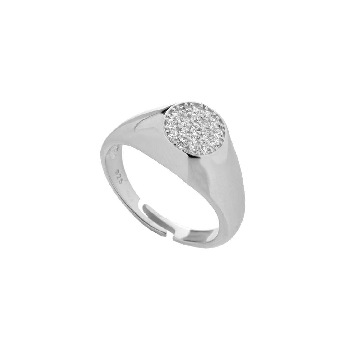 Chevalier Ring With Cubic Zirconia Pavé