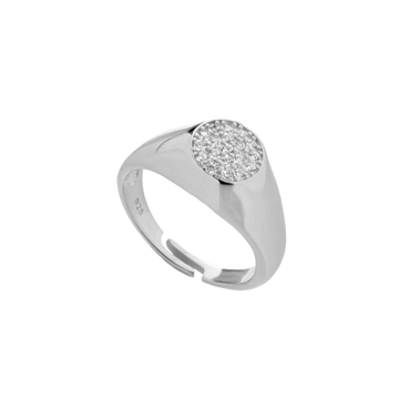 Chevalier Ring With Cubic Zirconia Pavé