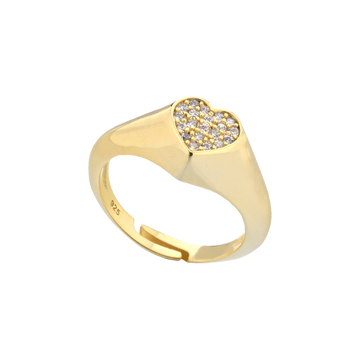 Chevalier Heart Ring With Cubic Zirconia Pavé