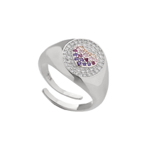 Chevalier Heart Ring With Rainbow Cubic Zirconia Pavé