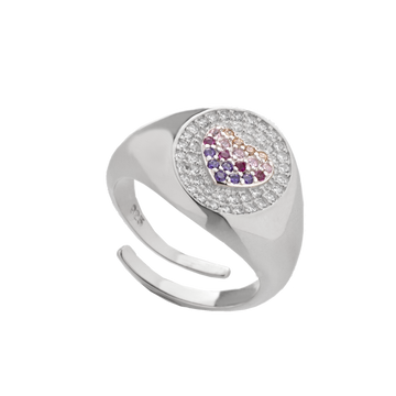 Chevalier Heart Ring With Rainbow Cubic Zirconia Pavé