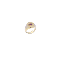 anello chevalier cuore in argento 925 dorato con zirconi pavé e cuore centrale in zirconi pavé rainbow
 EDOM