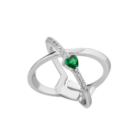 Fancy Ring With Green Heart Zircon And White Zircons