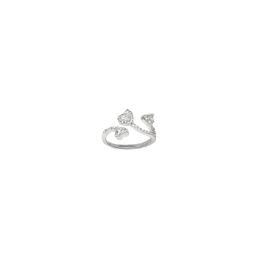 anello fantasia in argento 925 con zirconi a cuore misura regolabile
 EDOM